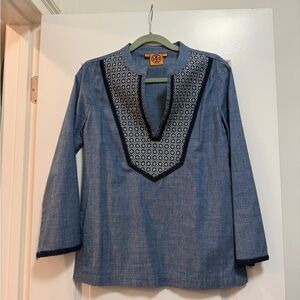 Tory Burch - Embroidered Chambray Tunic